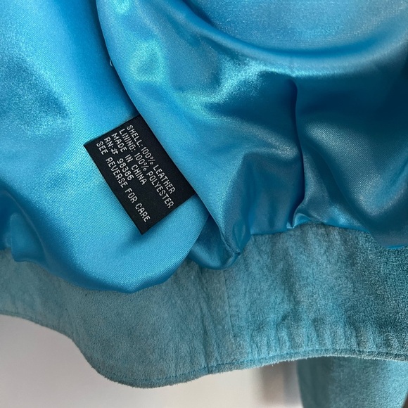 ISO Womens Y2K‎ Vintage Suede Beaded Embroidered Suede Turquoise Jacket - Small - Picture 9 of 11